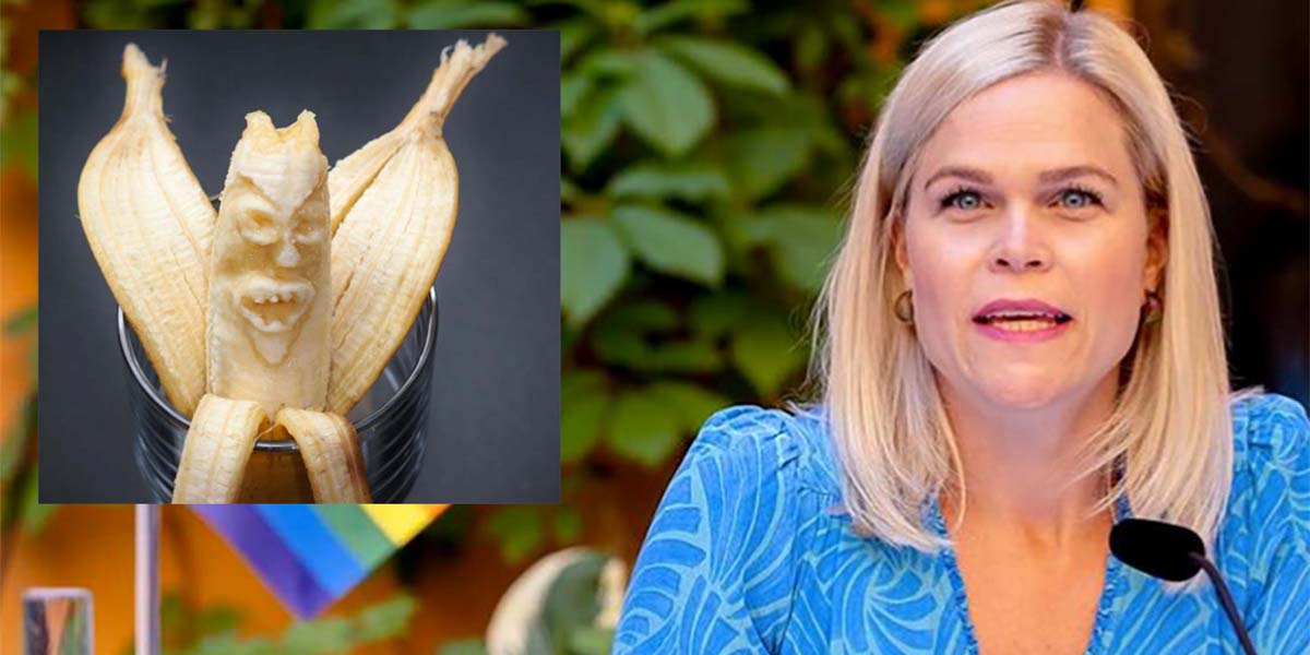 La ministra Paulina Brandberg terrorizzata dalle banane